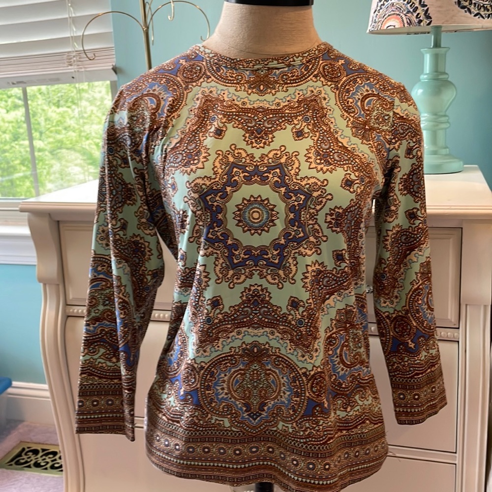 J. McLaughlin 3/4 sleeve print top